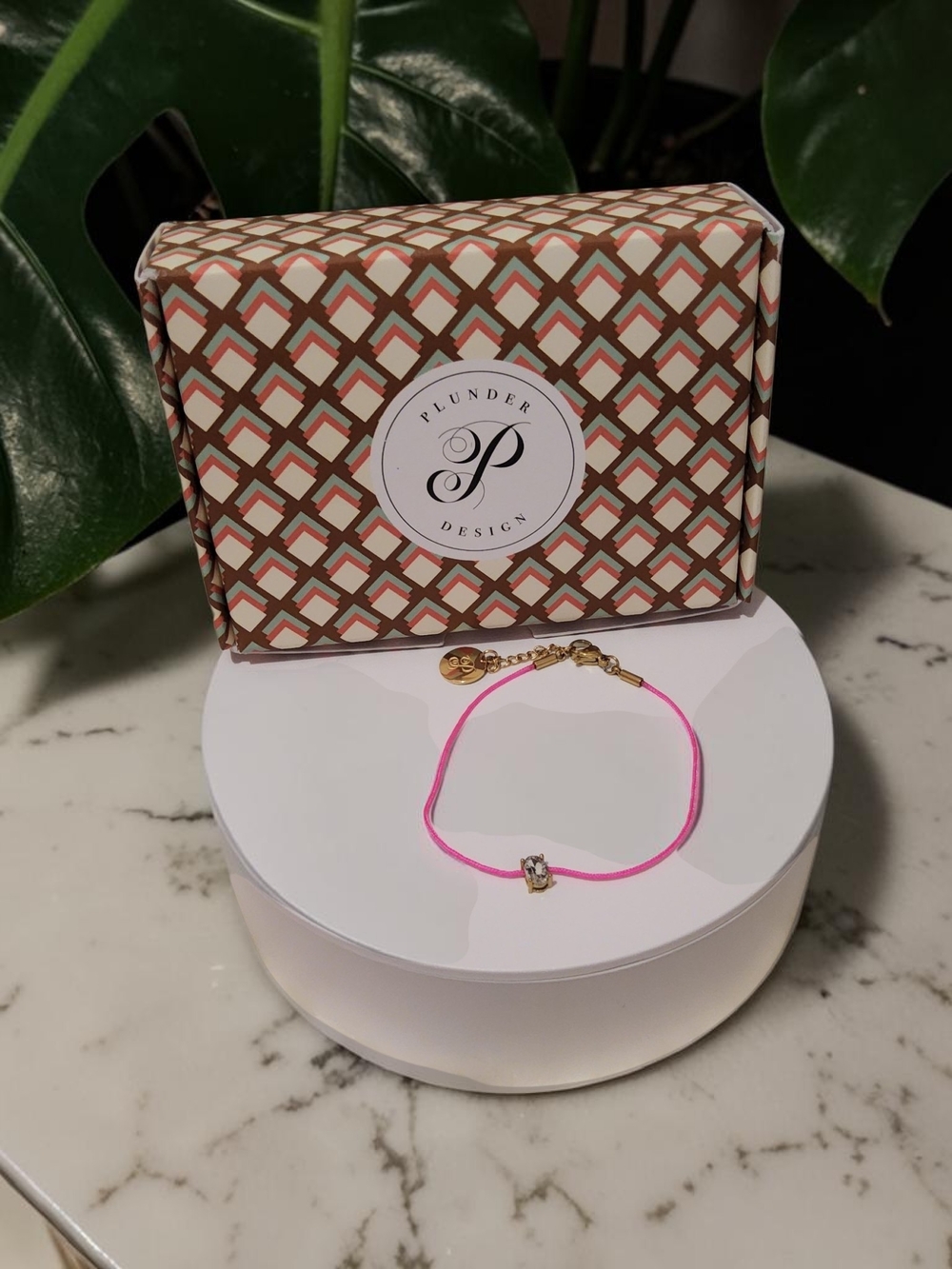 10 / $10 Plunder Pink Cord Bracelet with Gold-Tone Charm